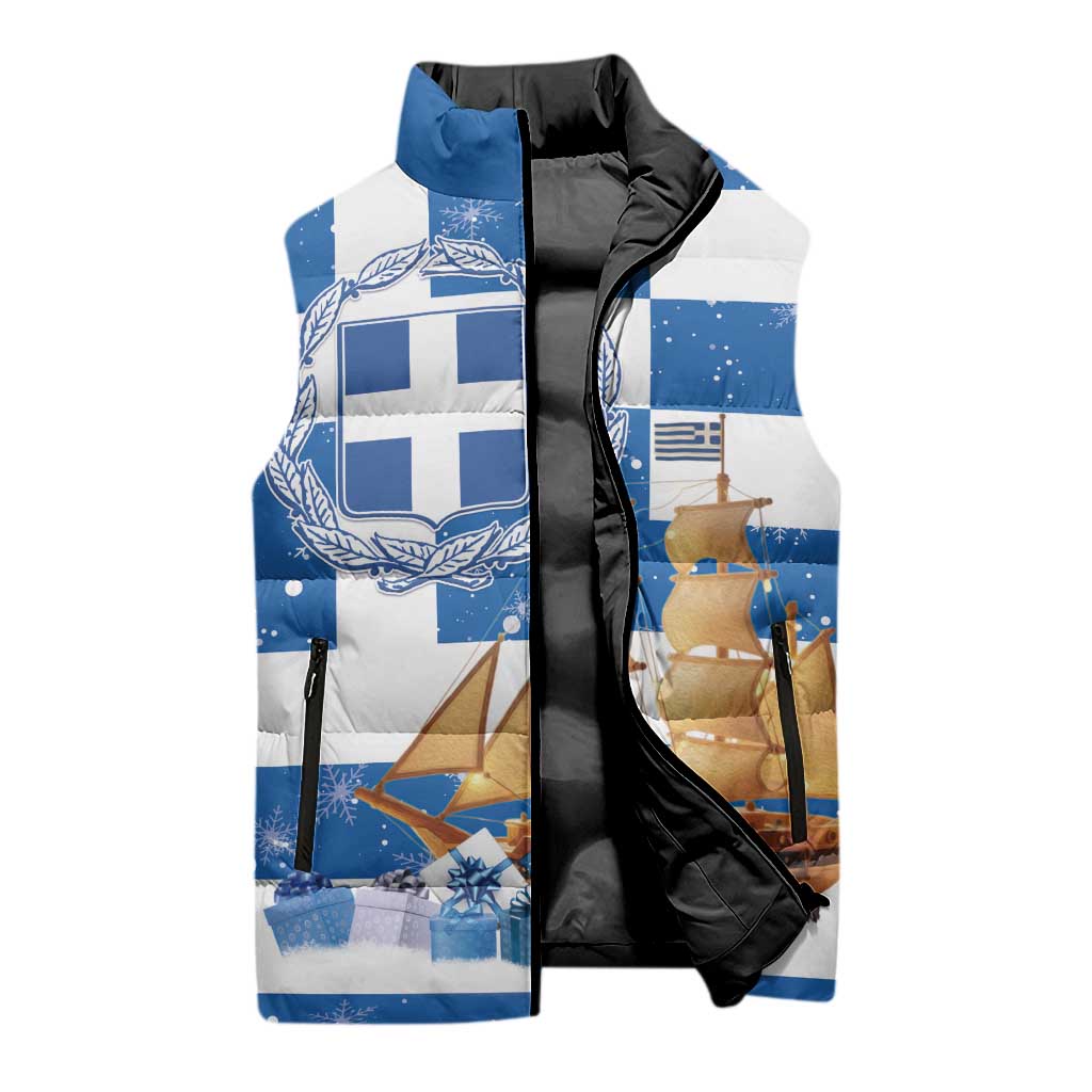 Greece Karavaki Christmas Sleeveless Puffer Jacket Merry Chirstmas 2025 - Wonder Print Shop