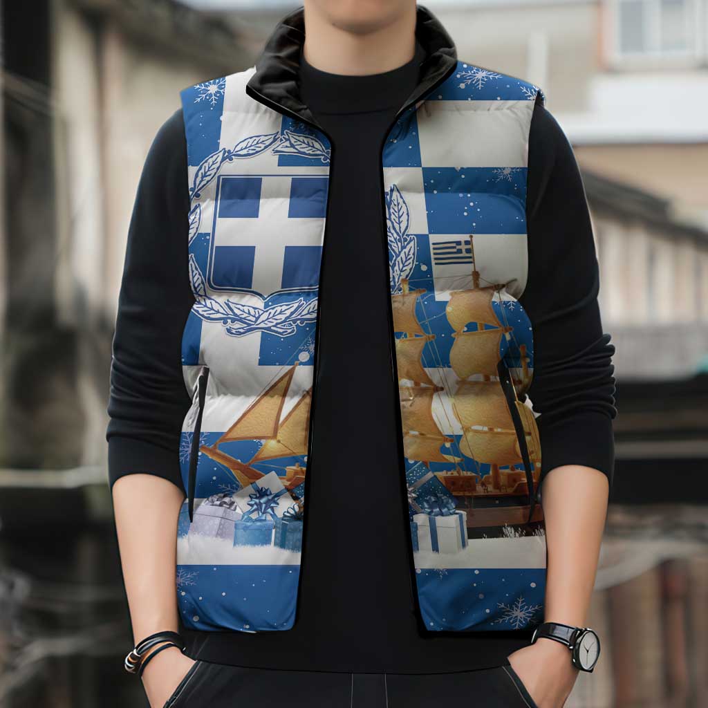 Greece Karavaki Christmas Sleeveless Puffer Jacket Merry Chirstmas 2025 - Wonder Print Shop