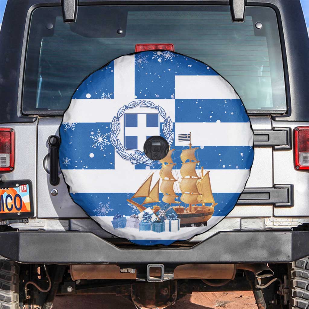 Greece Karavaki Christmas Spare Tire Cover Merry Chirstmas 2025 - Wonder Print Shop