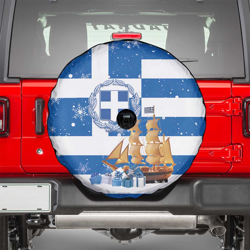 Greece Karavaki Christmas Spare Tire Cover Merry Chirstmas 2025 - Wonder Print Shop