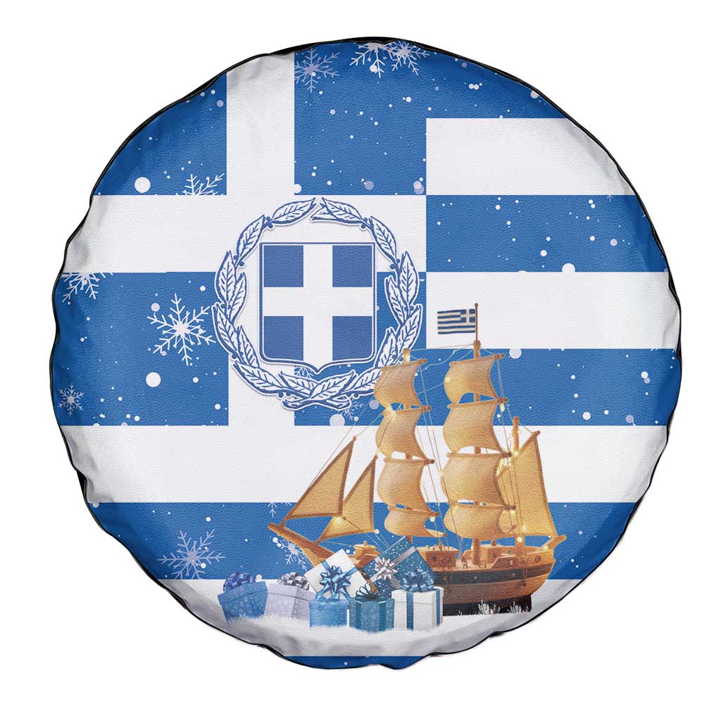 Greece Karavaki Christmas Spare Tire Cover Merry Chirstmas 2025 - Wonder Print Shop