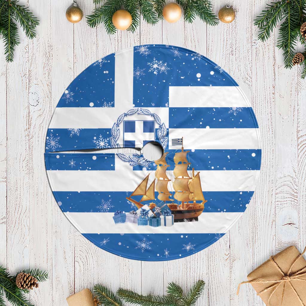 Greece Karavaki Christmas Tree Skirt Merry Chirstmas 2025 - Wonder Print Shop