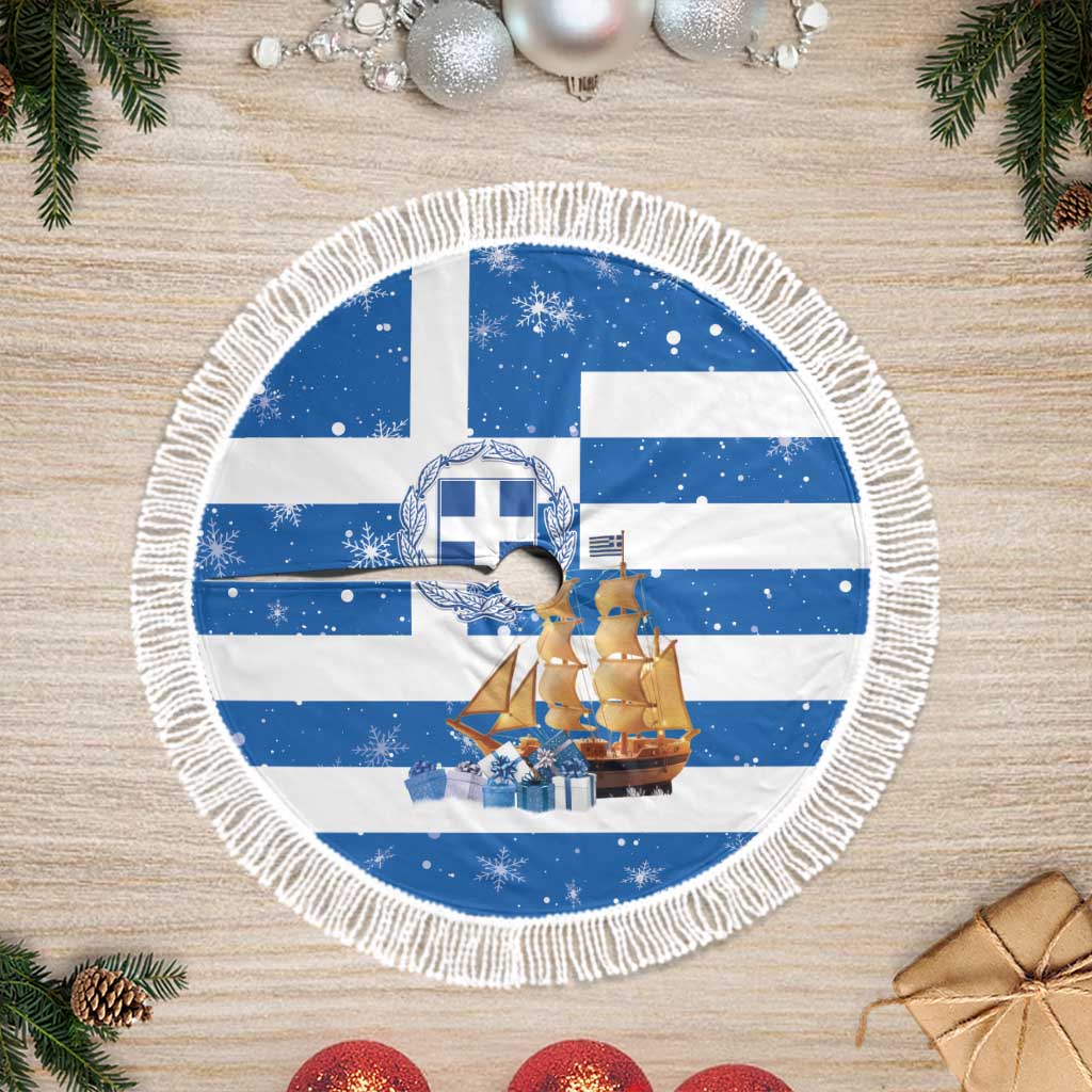 Greece Karavaki Christmas Tree Skirt Merry Chirstmas 2025 - Wonder Print Shop