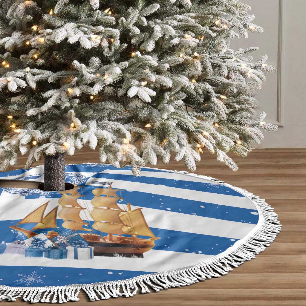 Greece Karavaki Christmas Tree Skirt Merry Chirstmas 2025 - Wonder Print Shop