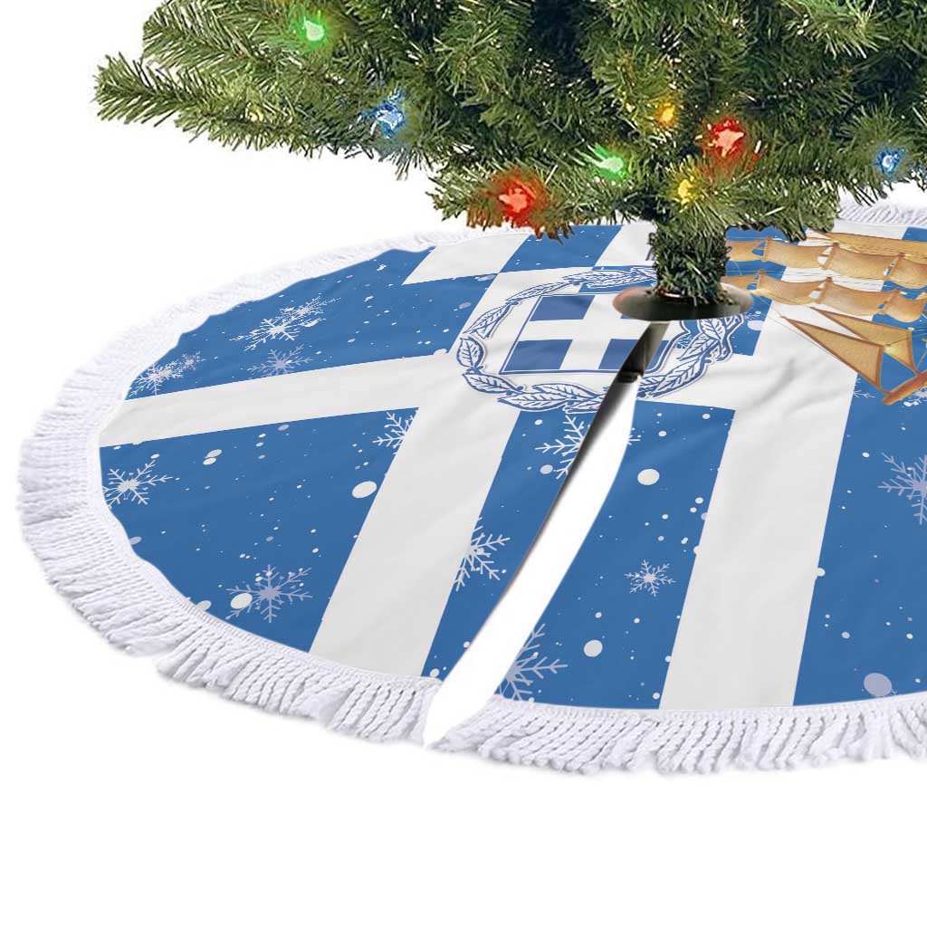 Greece Karavaki Christmas Tree Skirt Merry Chirstmas 2025 - Wonder Print Shop