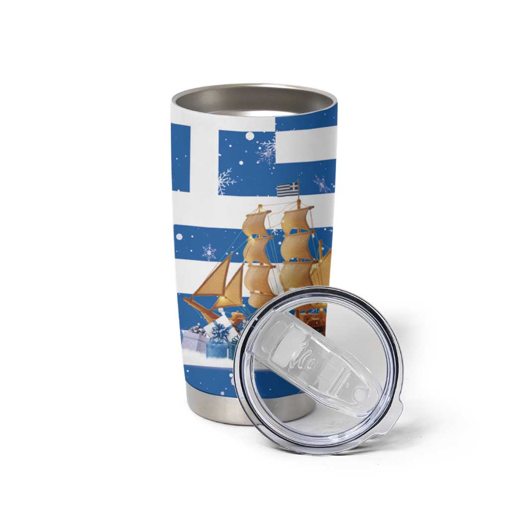 Greece Karavaki Christmas Tumbler Cup Merry Chirstmas 2025 - Wonder Print Shop