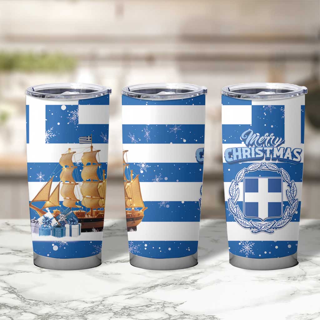Greece Karavaki Christmas Tumbler Cup Merry Chirstmas 2025 - Wonder Print Shop