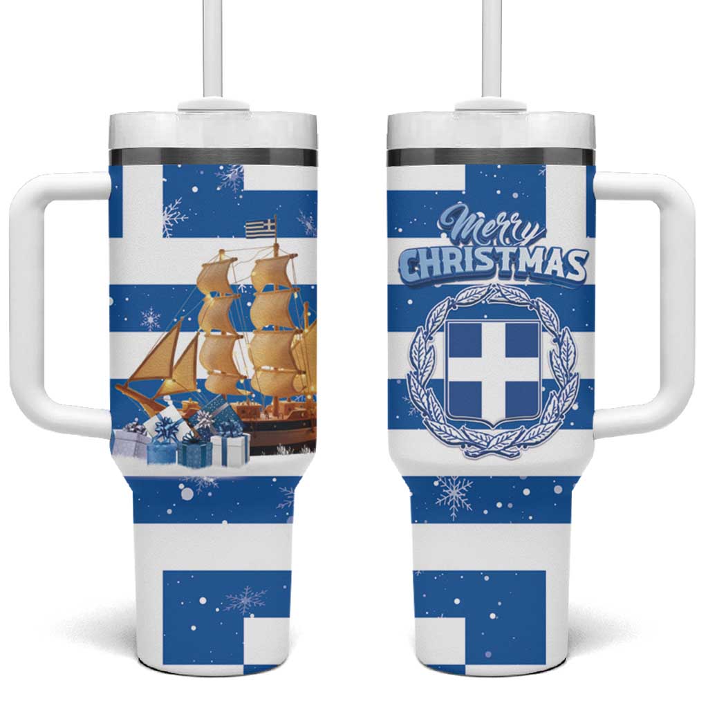 Greece Karavaki Christmas Tumbler With Handle Merry Chirstmas 2025 - Wonder Print Shop