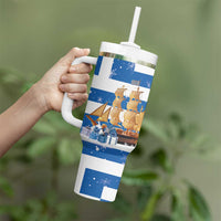 Greece Karavaki Christmas Tumbler With Handle Merry Chirstmas 2025 - Wonder Print Shop