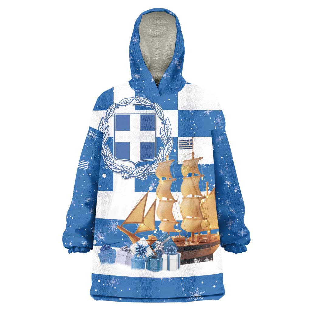 Greece Karavaki Christmas Wearable Blanket Hoodie Merry Chirstmas 2025 - Wonder Print Shop