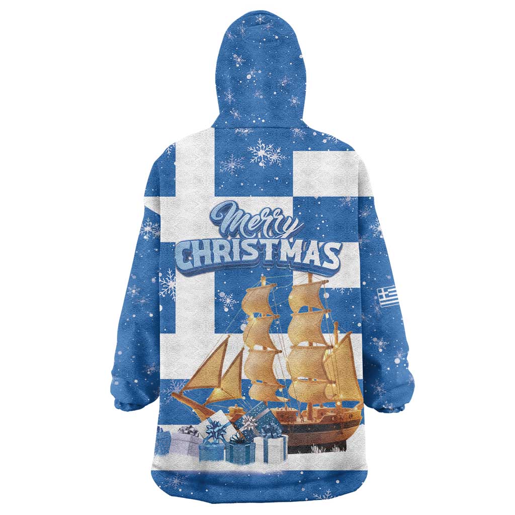 Greece Karavaki Christmas Wearable Blanket Hoodie Merry Chirstmas 2025 - Wonder Print Shop