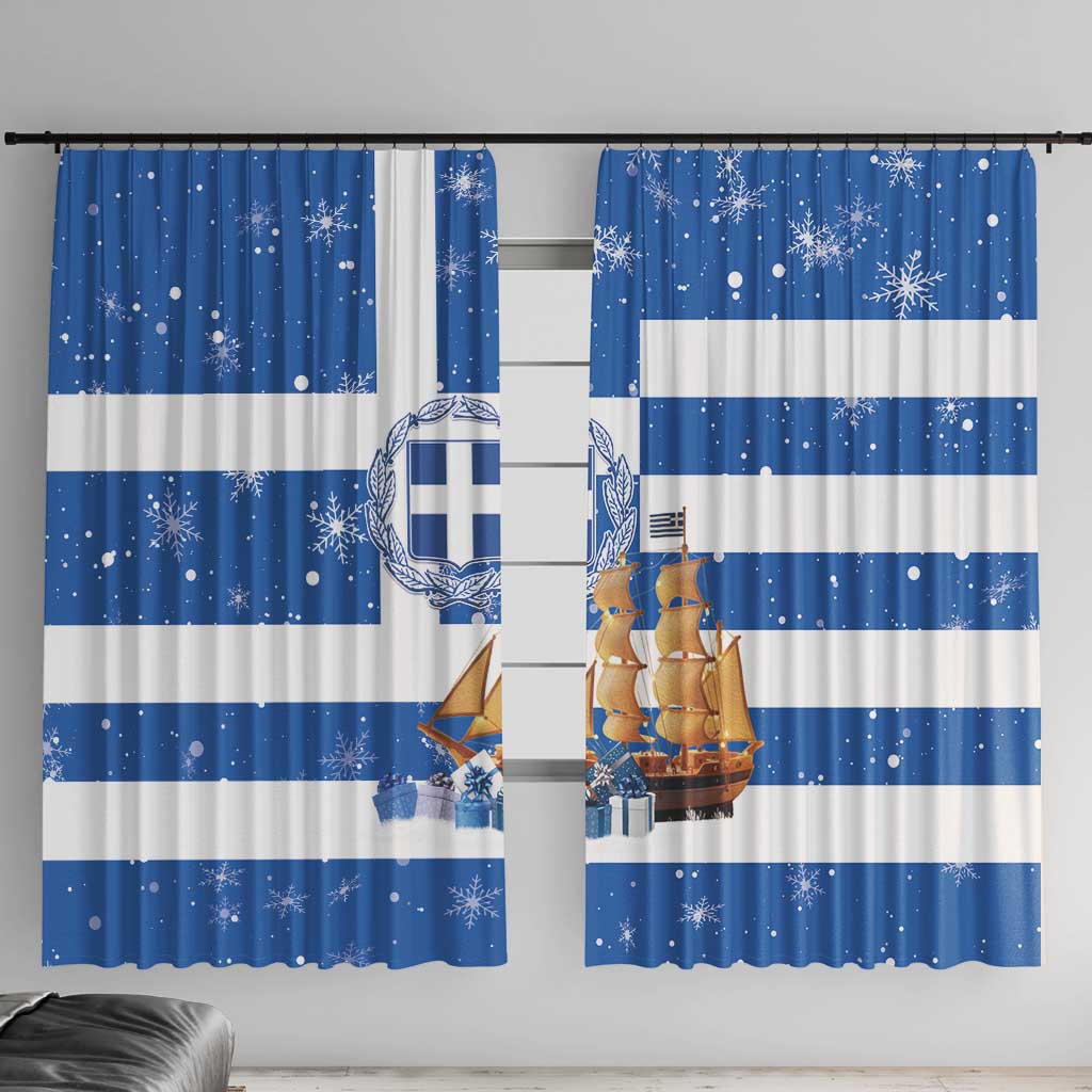 Greece Karavaki Christmas Window Curtain Merry Chirstmas 2025 - Wonder Print Shop