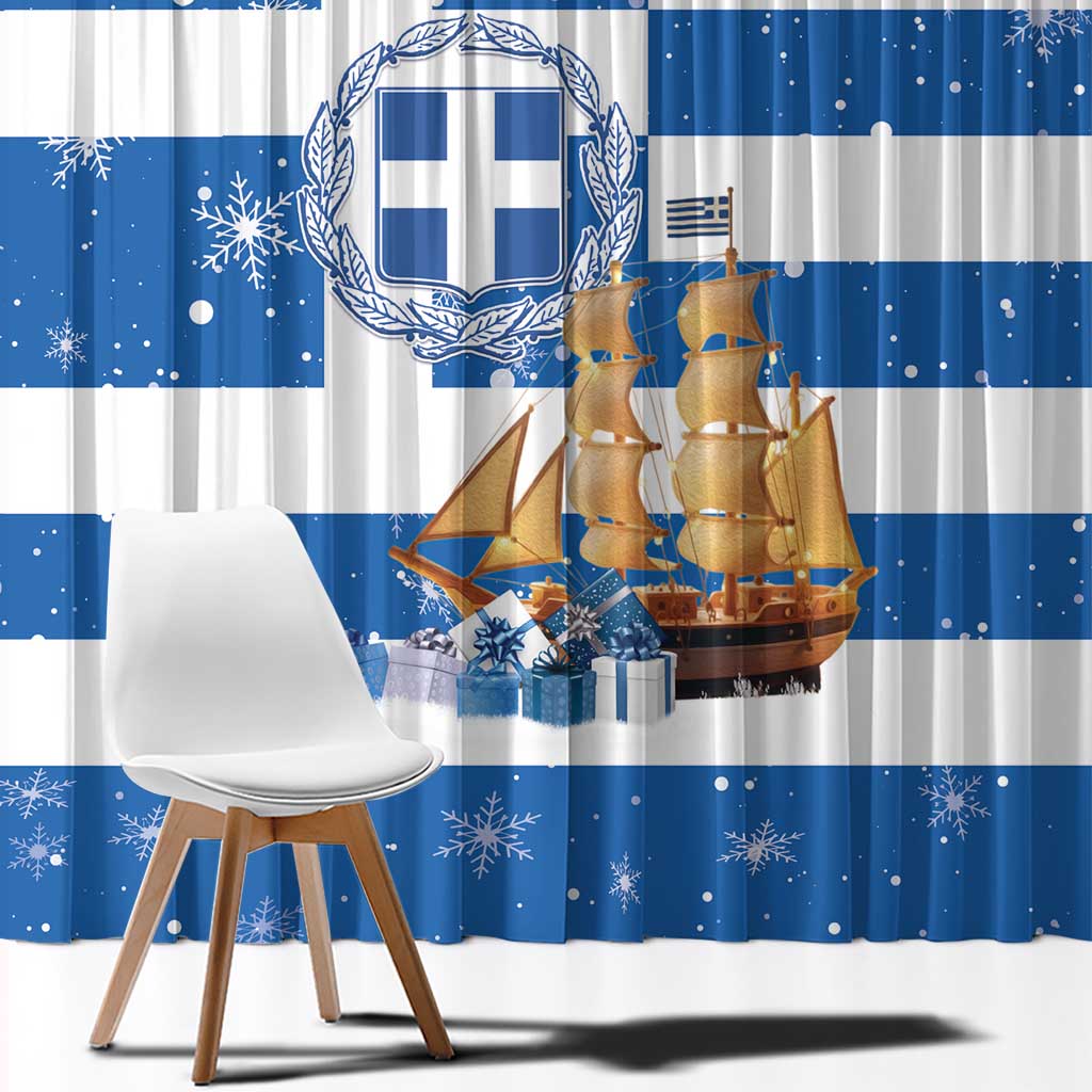 Greece Karavaki Christmas Window Curtain Merry Chirstmas 2025 - Wonder Print Shop