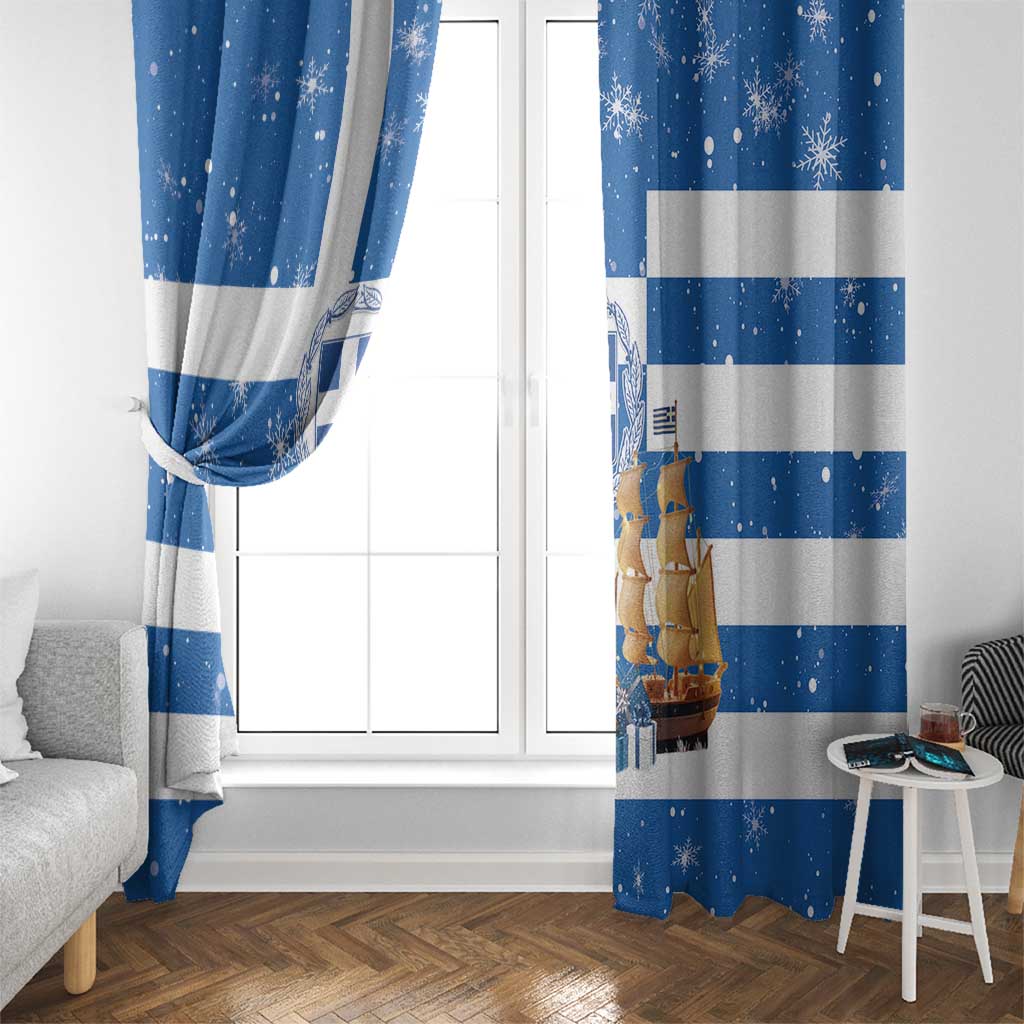 Greece Karavaki Christmas Window Curtain Merry Chirstmas 2025 - Wonder Print Shop
