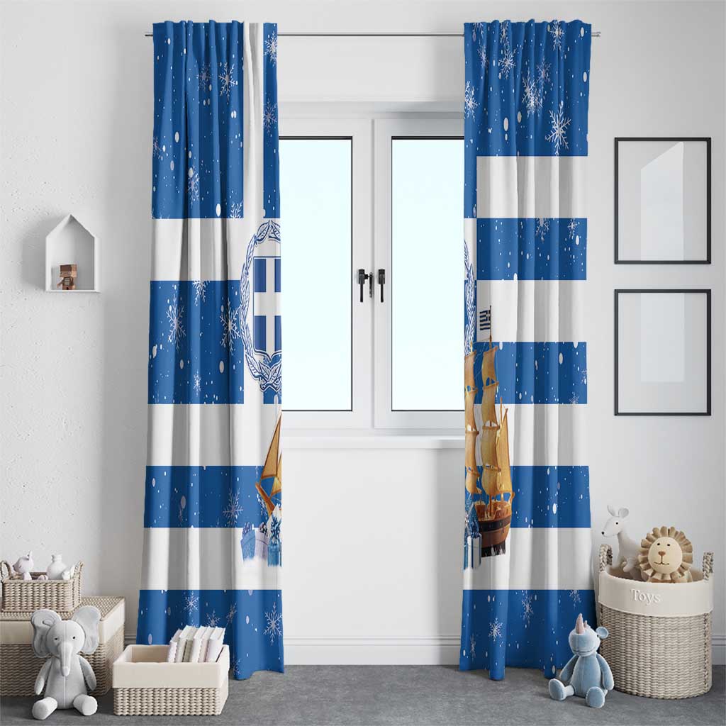 Greece Karavaki Christmas Window Curtain Merry Chirstmas 2025 - Wonder Print Shop