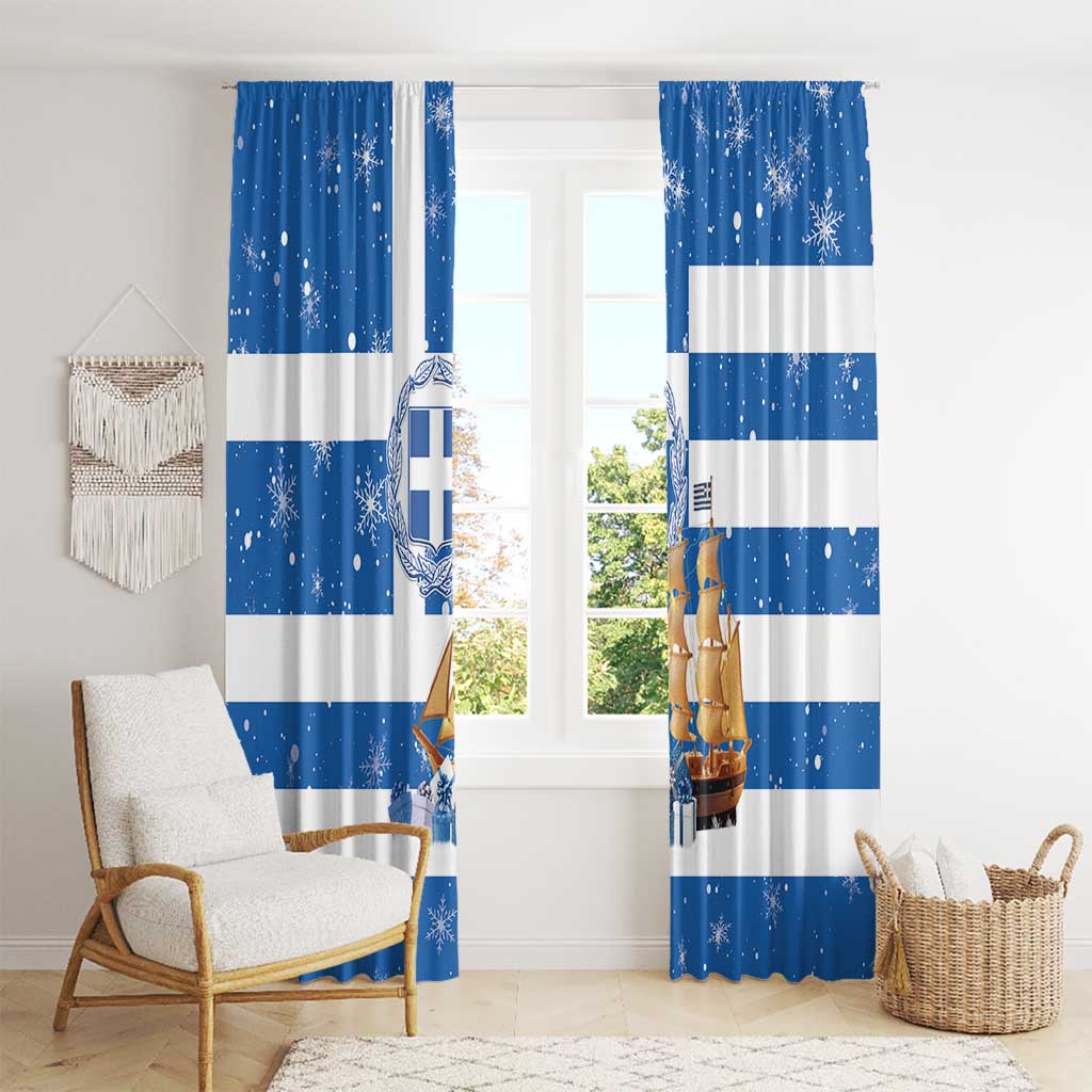 Greece Karavaki Christmas Window Curtain Merry Chirstmas 2025 - Wonder Print Shop
