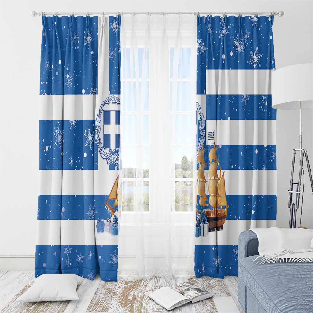 Greece Karavaki Christmas Window Curtain Merry Chirstmas 2025 - Wonder Print Shop