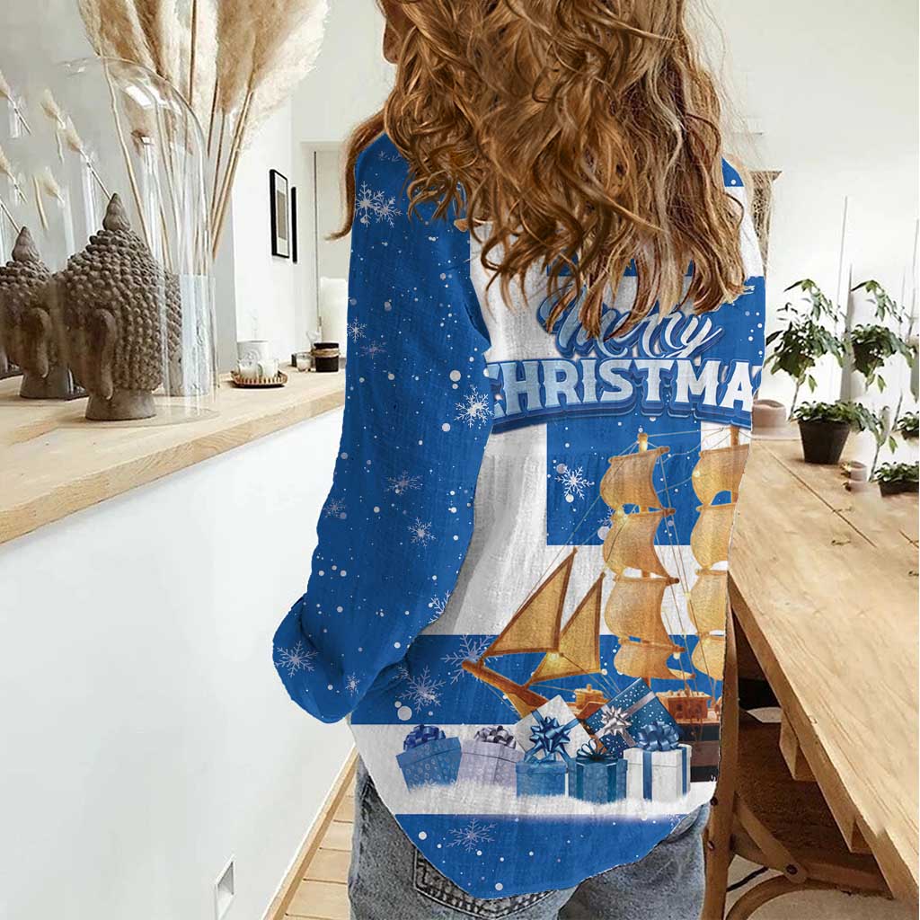 Greece Karavaki Christmas Women Casual Shirt Merry Chirstmas 2025 - Wonder Print Shop