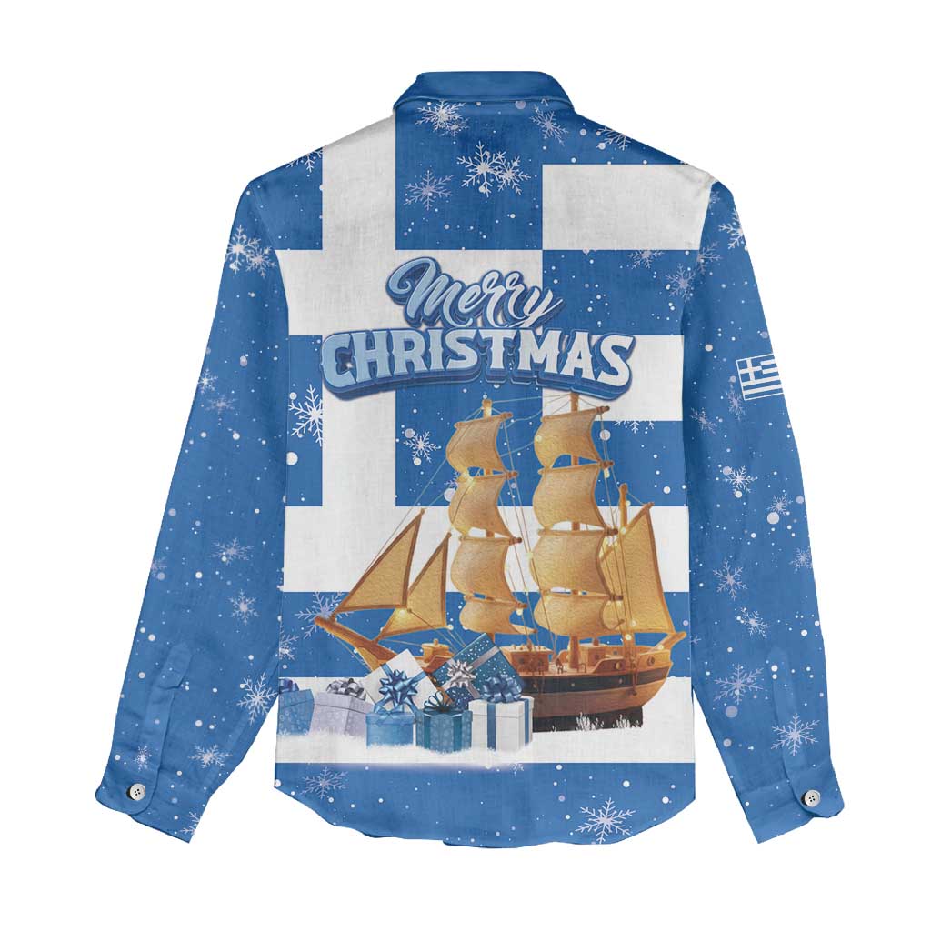 Greece Karavaki Christmas Women Casual Shirt Merry Chirstmas 2025 - Wonder Print Shop