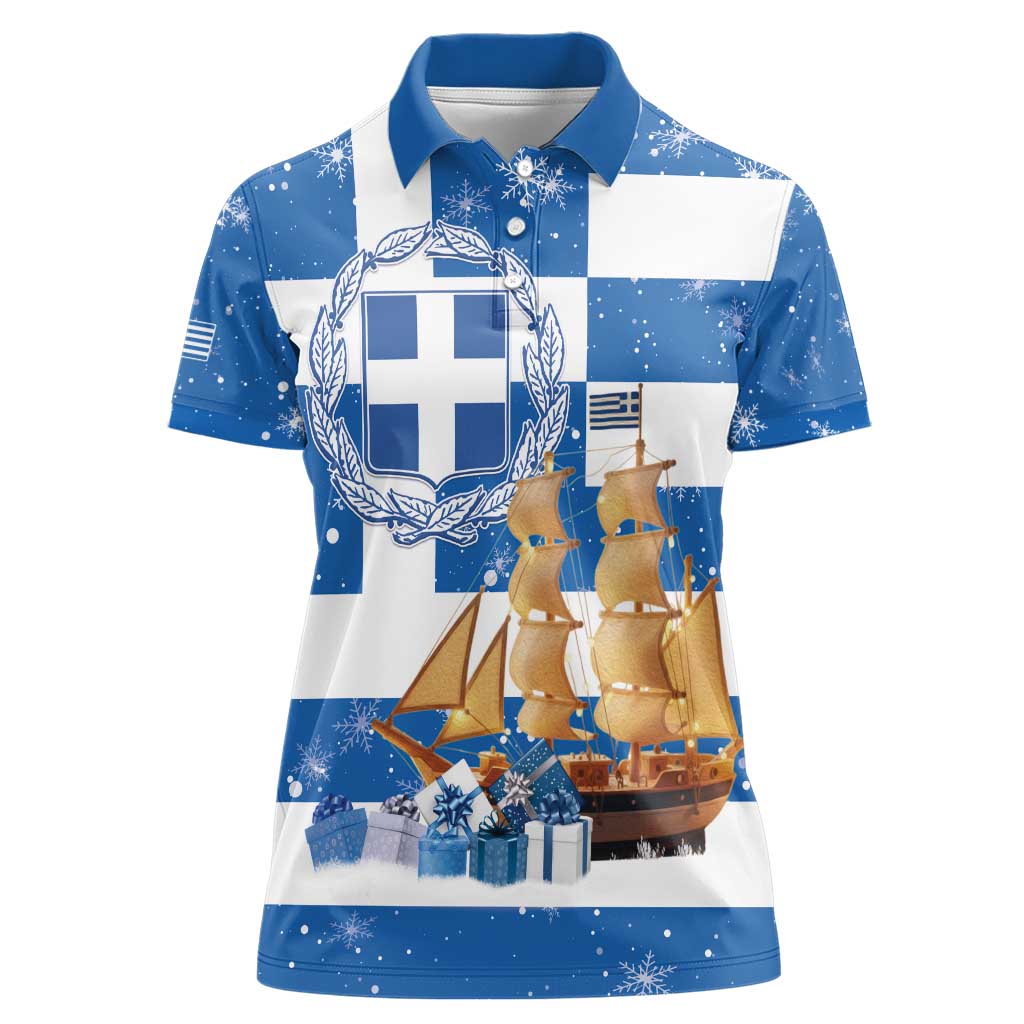 Greece Karavaki Christmas Women Polo Shirt Merry Chirstmas 2025 - Wonder Print Shop