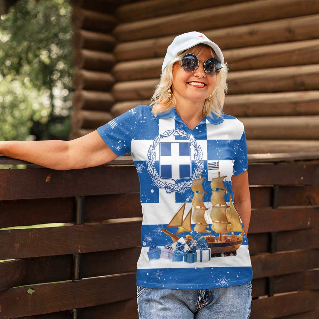 Greece Karavaki Christmas Women Polo Shirt Merry Chirstmas 2025 - Wonder Print Shop