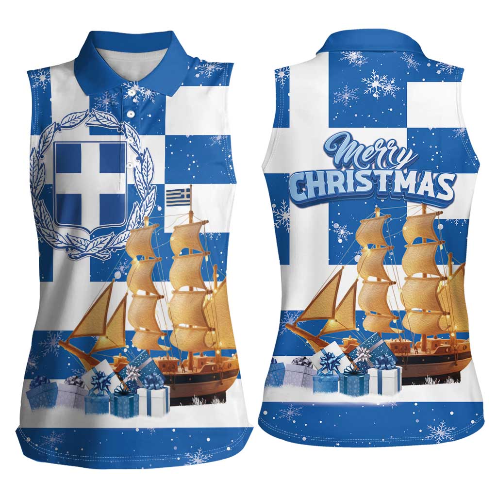 Greece Karavaki Christmas Women Sleeveless Polo Shirt Merry Chirstmas 2025 - Wonder Print Shop