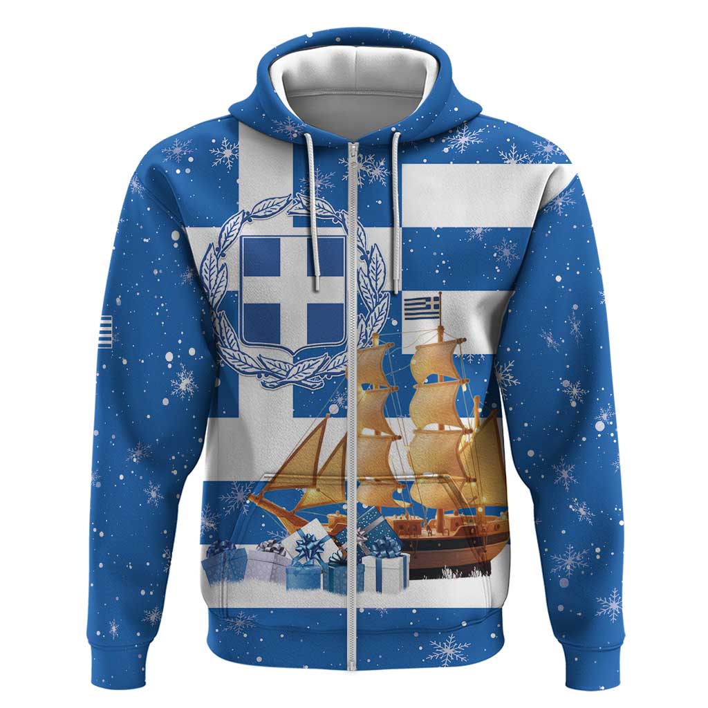 Greece Karavaki Christmas Zip Hoodie Merry Chirstmas 2025 - Wonder Print Shop