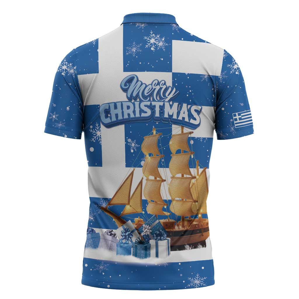 Greece Karavaki Christmas Zipper Polo Shirt Merry Chirstmas 2025 - Wonder Print Shop