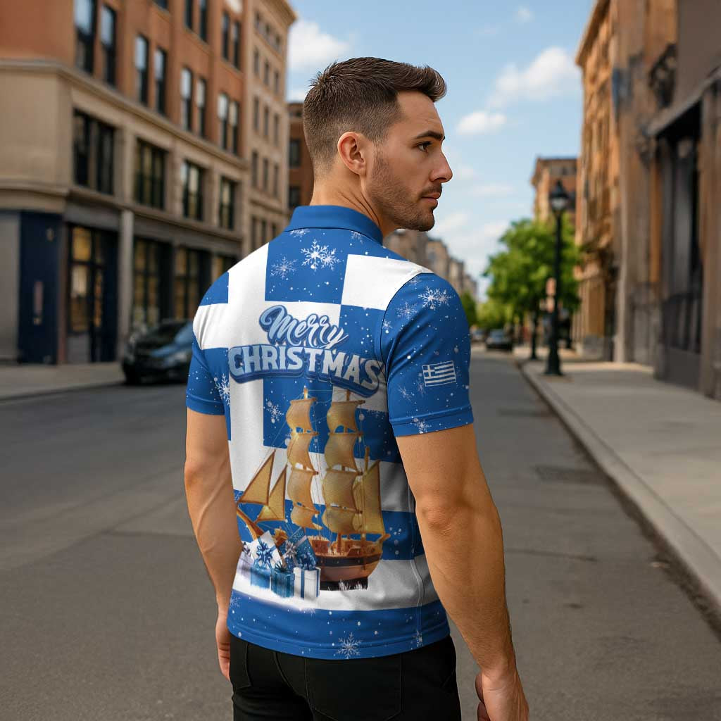 Greece Karavaki Christmas Zipper Polo Shirt Merry Chirstmas 2025 - Wonder Print Shop