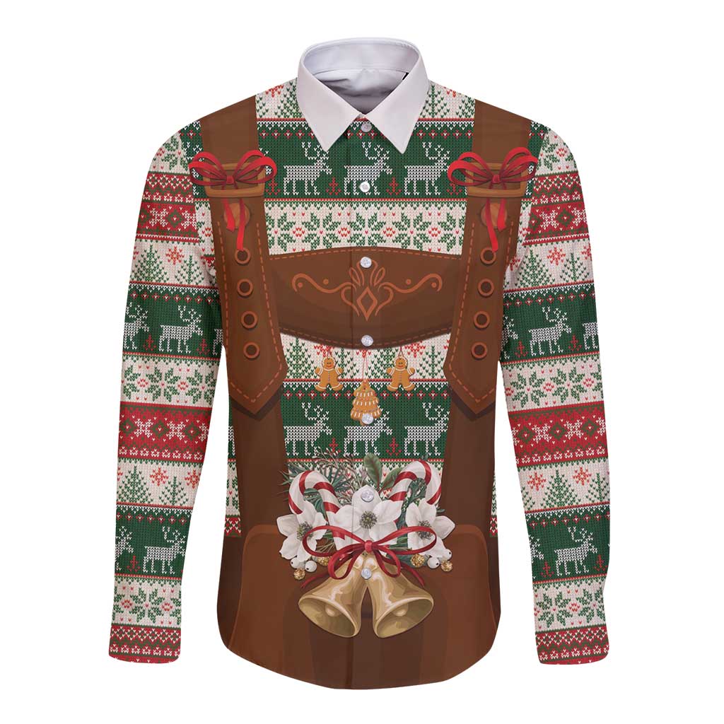 Germany Bavarian Christmas Long Sleeve Button Shirt German Heritage Costume - Wonder Print Shop