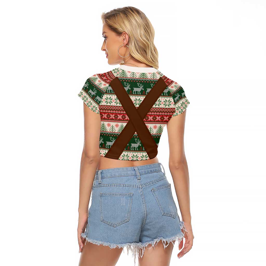 Germany Bavarian Christmas Raglan Cropped T Shirt German Heritage Costume - Wonder Print Shop