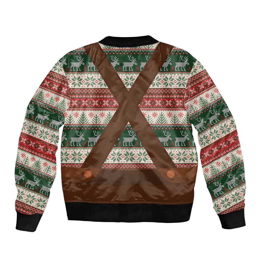 Germany Bavarian Christmas Sleeve Zip Bomber Jacket German Heritage Costume - Wonder Print Shop