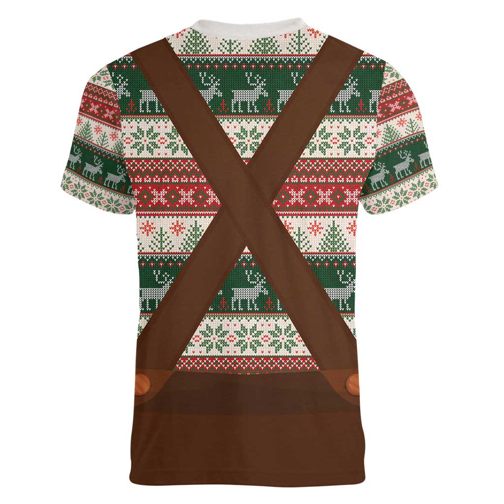 Germany Bavarian Christmas Women V-Neck T-Shirt German Heritage Costume - Wonder Print Shop