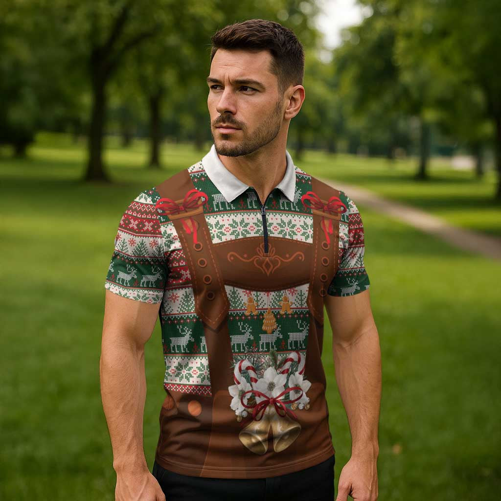 Germany Bavarian Christmas Zipper Polo Shirt German Heritage Costume - Wonder Print Shop