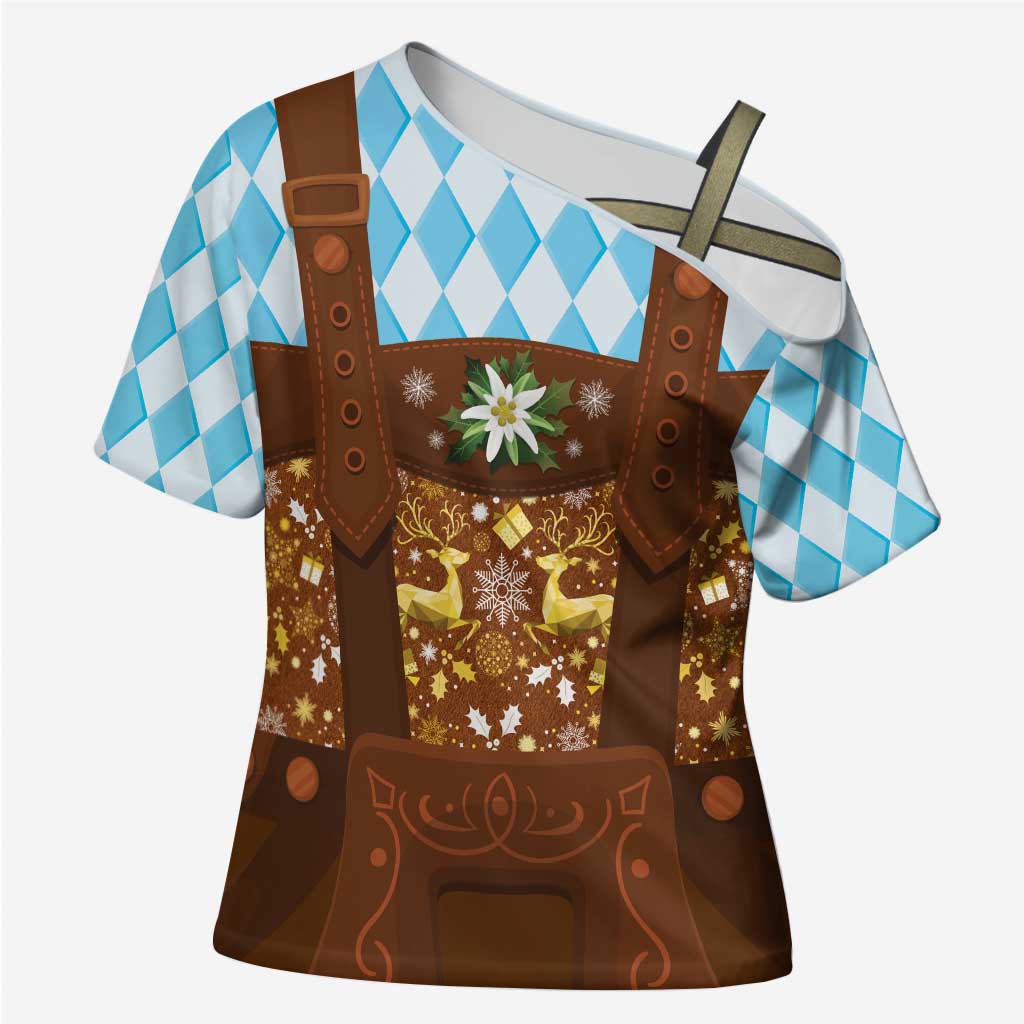 Germany Christmas Cross Shoulder Shirt Bavarian Costume Style - Wonder Print Shop