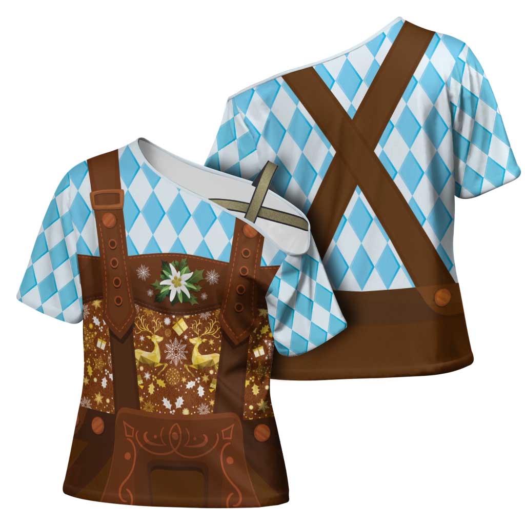Germany Christmas Cross Shoulder Shirt Bavarian Costume Style - Wonder Print Shop