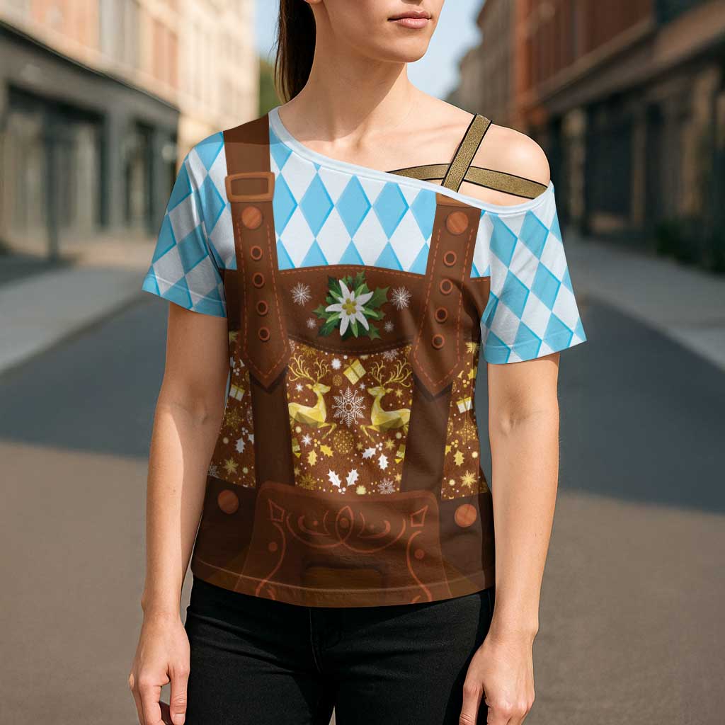 Germany Christmas Cross Shoulder Shirt Bavarian Costume Style - Wonder Print Shop