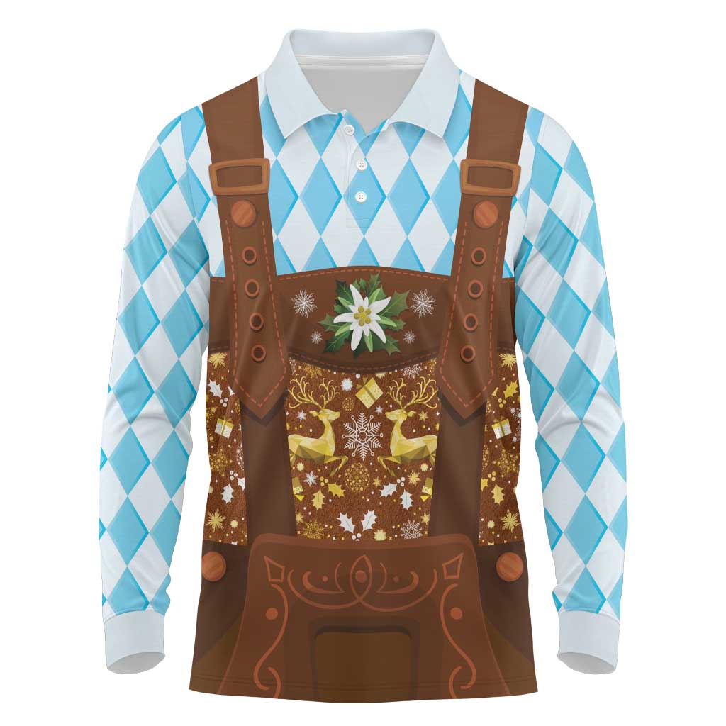 Germany Christmas Long Sleeve Polo Shirt Bavarian Costume Style - Wonder Print Shop