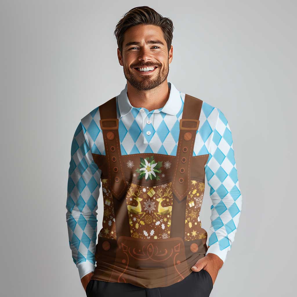 Germany Christmas Long Sleeve Polo Shirt Bavarian Costume Style - Wonder Print Shop