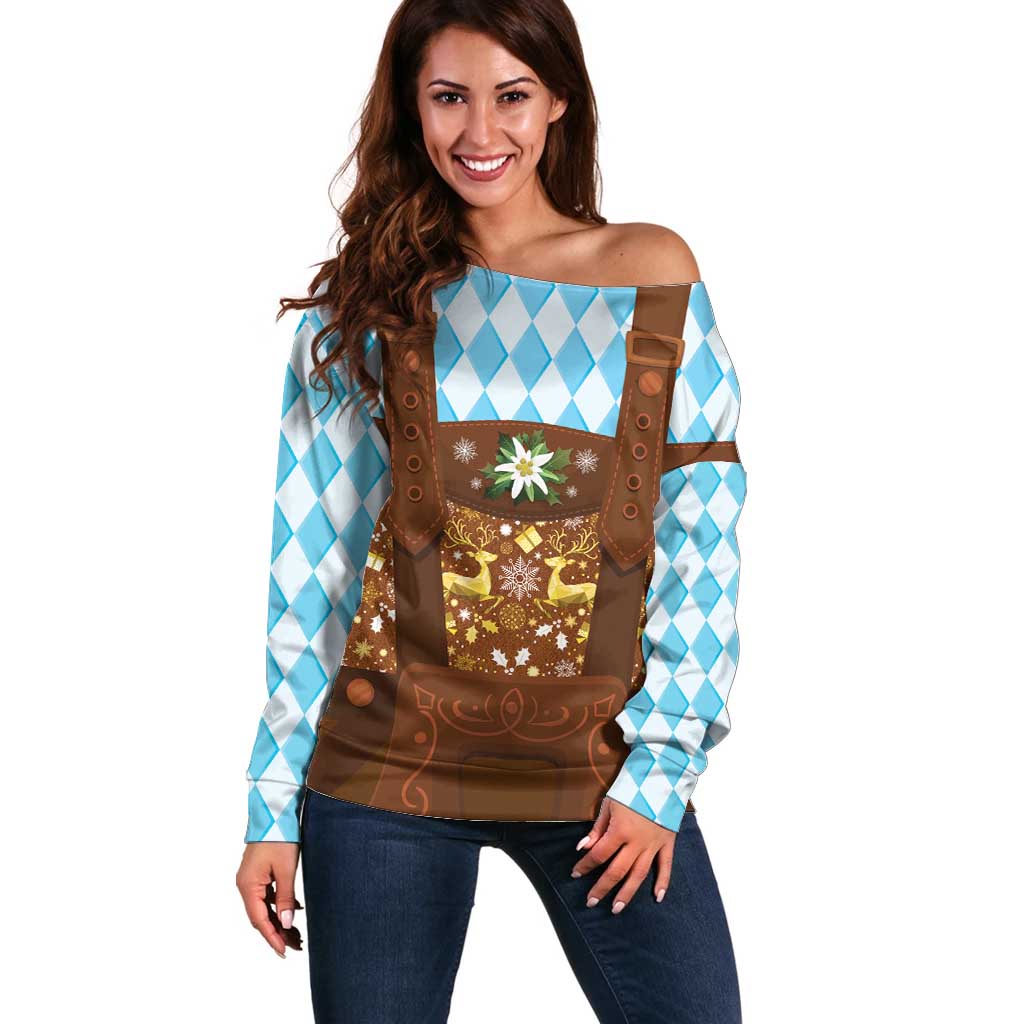 Germany Christmas Off Shoulder Sweater Bavarian Costume Style - Wonder Print Shop