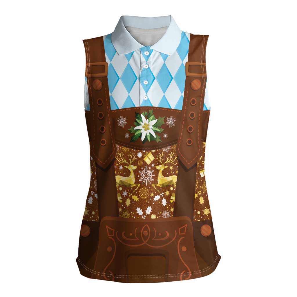 Germany Christmas Women Sleeveless Polo Shirt Bavarian Costume Style - Wonder Print Shop