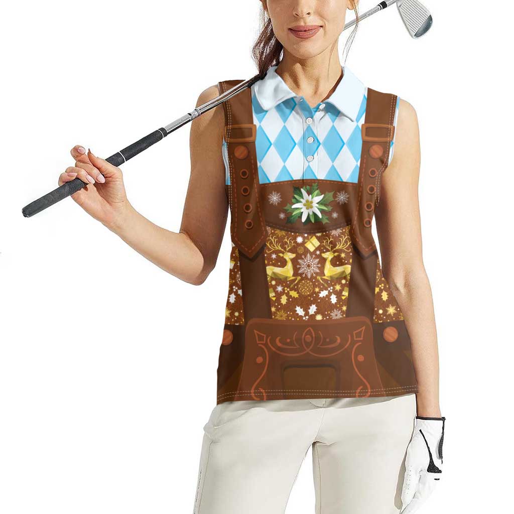Germany Christmas Women Sleeveless Polo Shirt Bavarian Costume Style - Wonder Print Shop