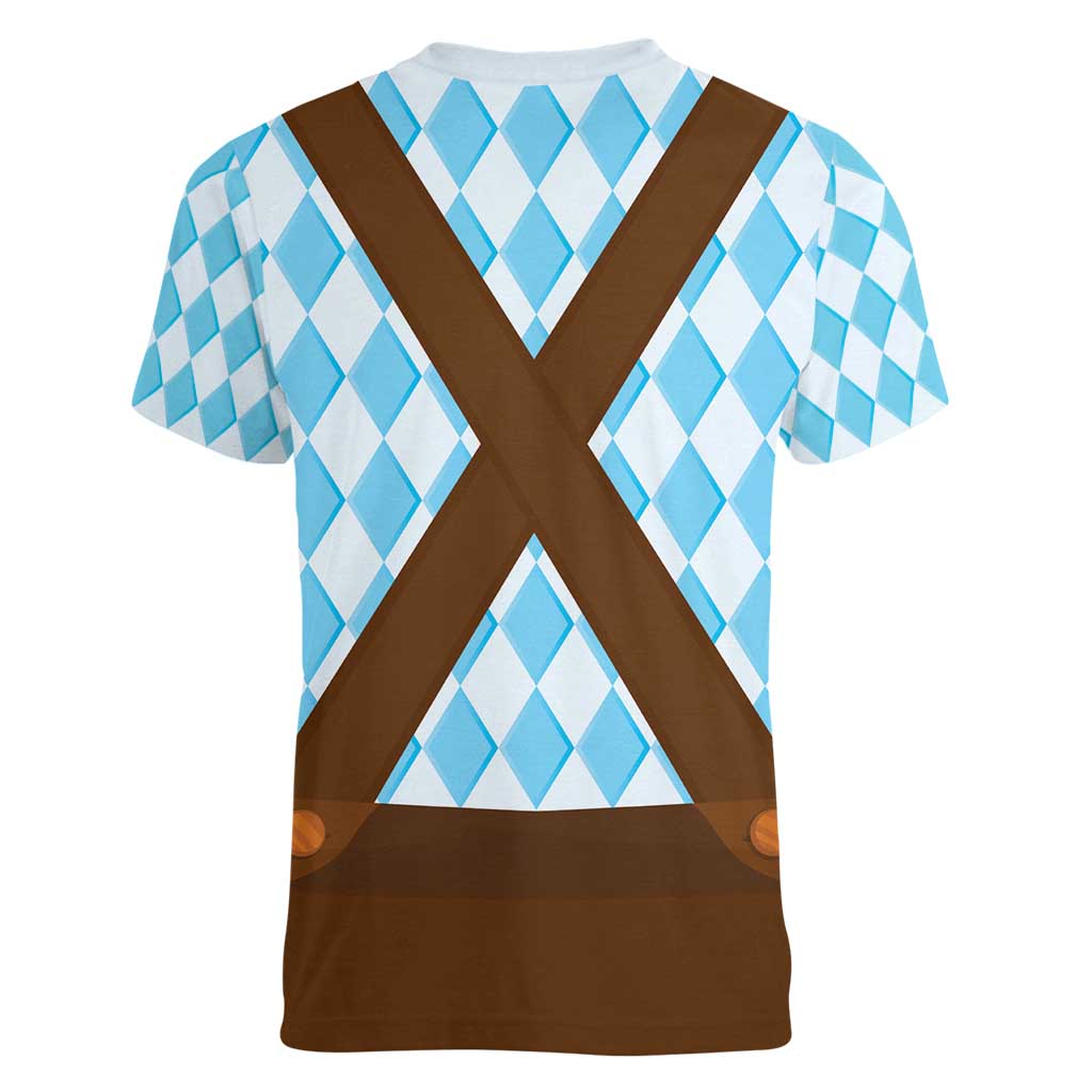 Germany Christmas Women V-Neck T-Shirt Bavarian Costume Style - Wonder Print Shop