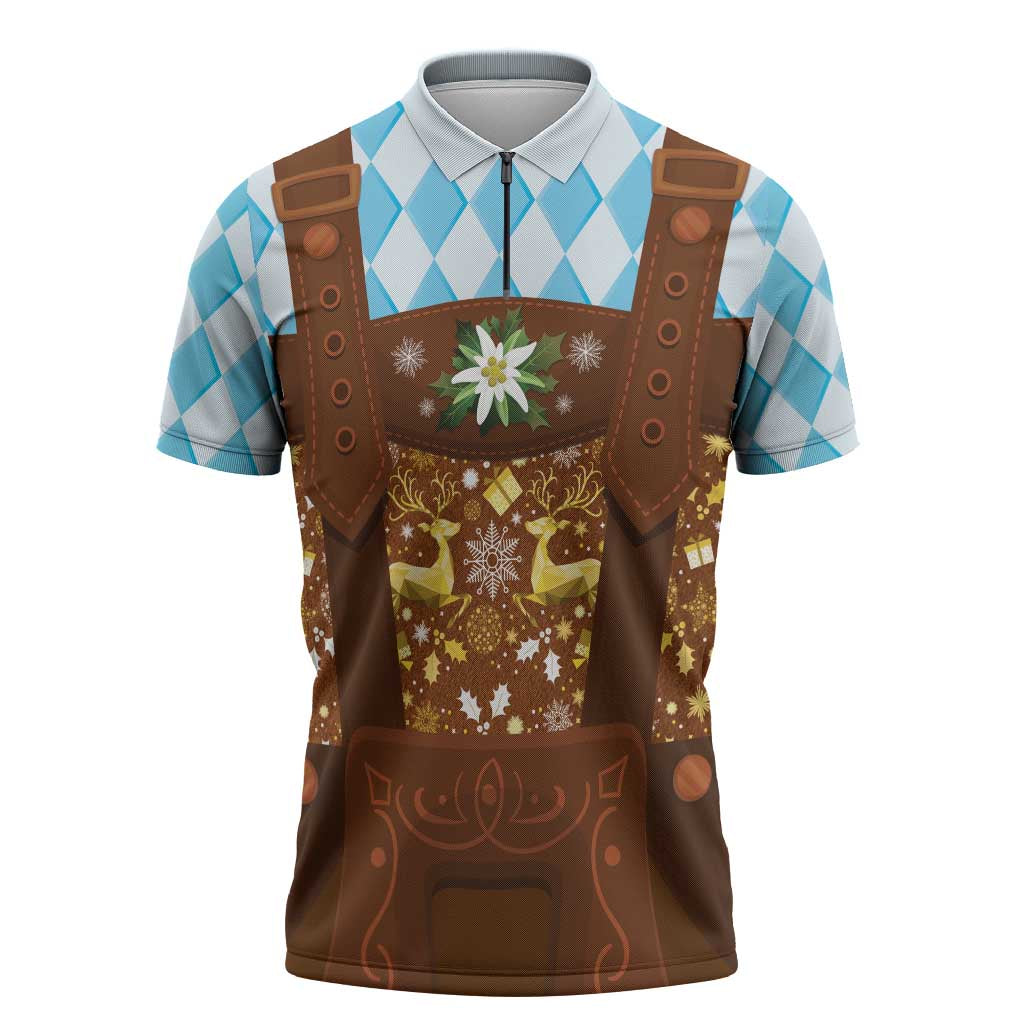 Germany Christmas Zipper Polo Shirt Bavarian Costume Style - Wonder Print Shop