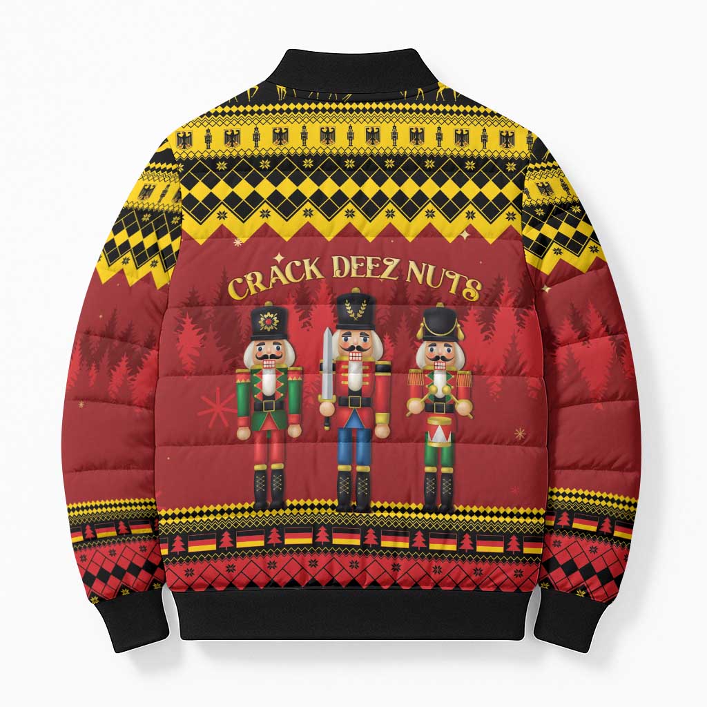 Germany Nussknacker Christmas Bomber Puffer Jacket Crack Deez Nuts - Wonder Print Shop