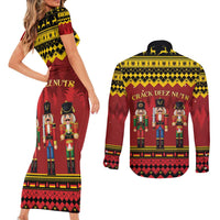 Germany Nussknacker Christmas Couples Matching Short Sleeve Bodycon Dress and Long Sleeve Button Shirt Crack Deez Nuts - Wonder Print Shop