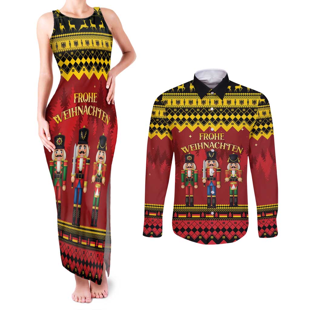 Germany Nussknacker Christmas Couples Matching Tank Maxi Dress and Long Sleeve Button Shirt Crack Deez Nuts - Wonder Print Shop