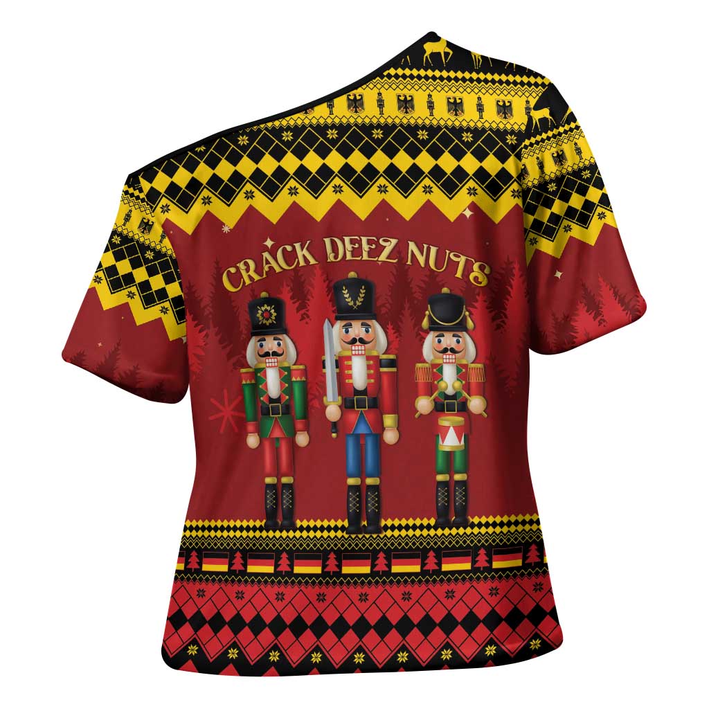 Germany Nussknacker Christmas Cross Shoulder Shirt Crack Deez Nuts - Wonder Print Shop