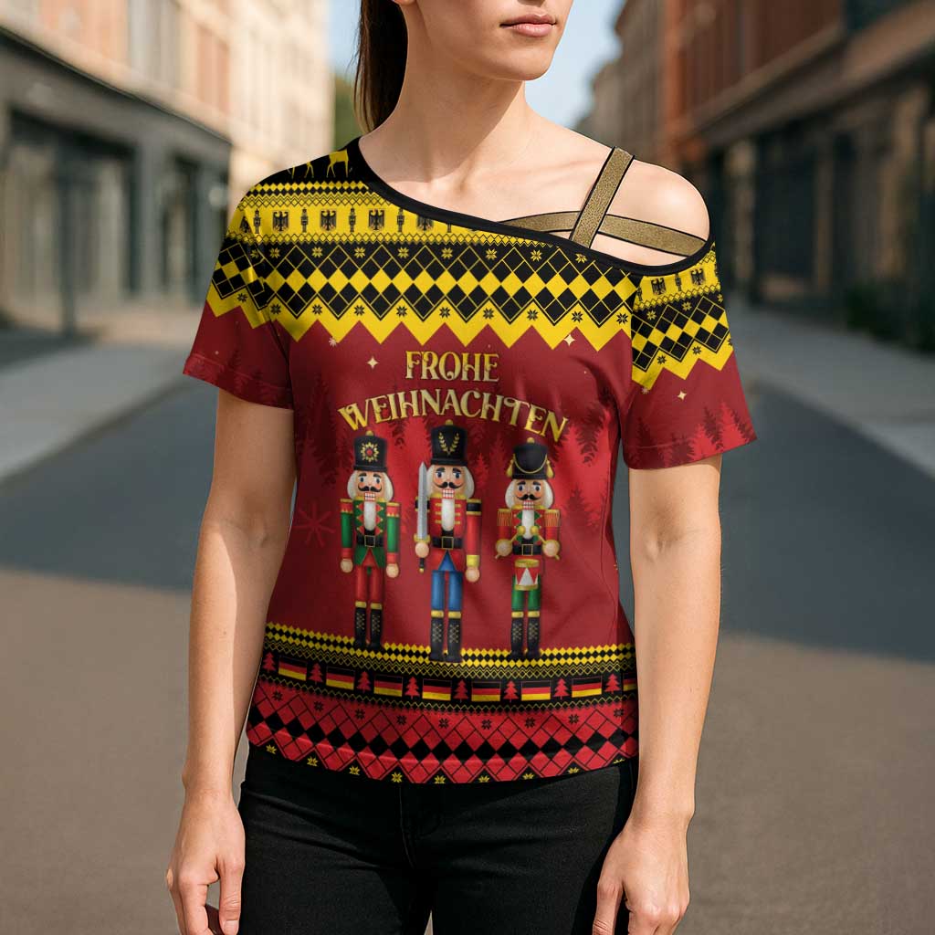 Germany Nussknacker Christmas Cross Shoulder Shirt Crack Deez Nuts - Wonder Print Shop