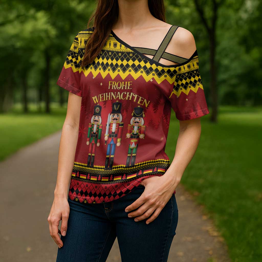Germany Nussknacker Christmas Cross Shoulder Shirt Crack Deez Nuts - Wonder Print Shop